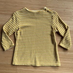 Talbots lightweight knit top, yellow and white, size small